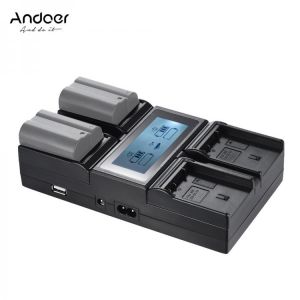 Andoer NP-FW50 NPFW50 4-Channel Digital Camera Battery Charger w/ LCD Display for Sony 7 7R 7sII 7II with DC Car Charger