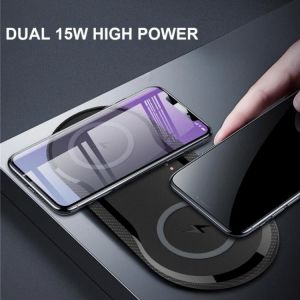 15W Dual Seat QI Wireless Charger 2 In 1 Fast Charging Pad Desktop Charger For IPhone 13 12 11 Pro XS MAX XR X 8 Samsung S20 S21