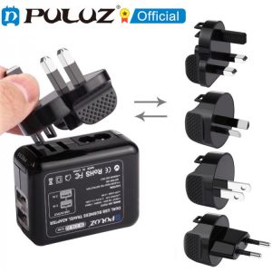 PULUZ 2 Ports USB 5V (2.1A + 2.1A) Wall Charger Set with Removable UK EU US AU Plug Travel Power Adapters for GoPro HERO4 3 2 1