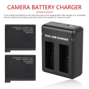 Double Dual Port Slot Battery Charger For Go Pro Gopro Hero 9 Black Chargeable Cell Batteries Power Station Camera Accessories