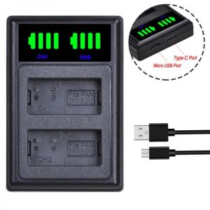 1x For Panasonic FZ1000 FZ200 FZ300 G5 G5K G6 G7 GH2 DMC-GX8 DMW-BLC12 DMW-BLC12E DMW-BLC12PP Bateria LED USB Dual Charger