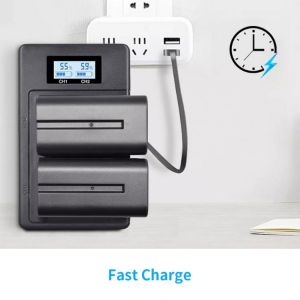 2PC 7200mAH NP-F960 NP-F970 Li-Ion Camera Battery + LCD USB Dual Charger For Sony NP F970 F960 F550 F570 QM91D CCD-RV100 TRU47E