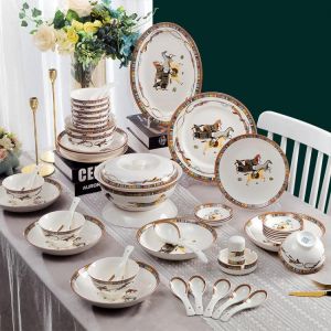 20-58 head dish plate combination Jingdezhen ceramic cutlery set