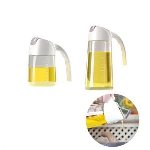 300/630ml Oil Glass Bottle Jar Auto Open Lid Soy Sauce Seasoning Condiment Dispenser Vinger Olive Honey Storage Kitchen  Gadgets