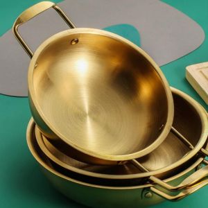Stainless Steel Round Flat Dinner Plate Cake Bread Storage Dishes Serving Tray Cold Noodle Making Tools With Silicone Ears Pan