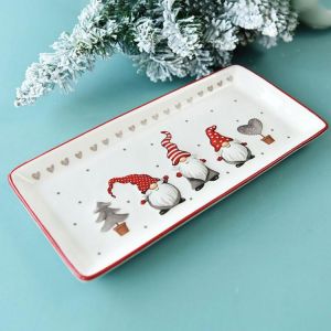 1Pc Ceramic Plate Food Serving Dish Christmas Steak Plate Salad Dessert Plate For Home Kitchen Tableware Navidad Natal Noel
