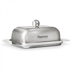 Fissman 304 Stainless Steel Butter Dish Box Container Cheese Server Storage Keeper Tray with Lid Kitchen Dinnerware