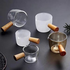 Multi-functional Taste Dish Coffee Mini Milk Pan Glass Sauce Vinegar Plate Gravy Boats Japanese Style Tableware With Handle