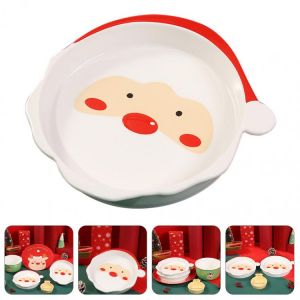 1pc Multifunction Christmas Santa Shape Dinner Plate Ceramics Candy Serving Tray