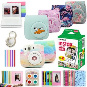 For Fujifilm Instax Mini 8 Mini 9 Instant Photo Camera PU Leather Case Bag Cover + 20 Sheets Instax Mini Films + Accessories Set