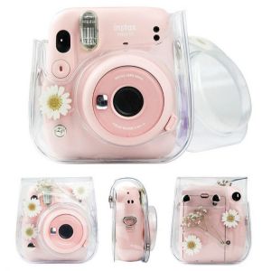Fujifilm Instax Mini 11 9 8 Camera Bag Transparent Daisy Gypsophila Case Instant Camera Shoulder Strap Bag Protector Cover Pouch