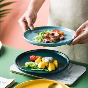 8 Inch Solid Ceramic Dinner Dishes Pigmented Dinner Plate Dessert Tray Microwavable Safe Dinnerware Christmas Dishes