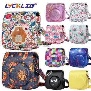 Lycklig Camera Case for Fuji FujiFilm Instax Mini 9 8 Instant Film Cameras, PU Leather Protective Cover Bag with Shoulder Strap