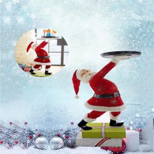 Santa Claus Treats Holder Resin Desktop Sculpture Home Xmas Decoration Hogard Dessert & Bread Plates 2022 Merry Christmas