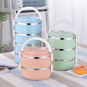 Sealed Stainless Steel Insulated Lunch Box Stacking Food Containers Bento Box for Kids Student Food Heated Containers Portable