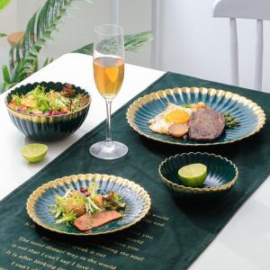 Ceramic Bowl Plates Sets Dinner Set High Grade Porcelain Dinner Plates Tableware Kitchen Salad Bowl Beefsteak Plate