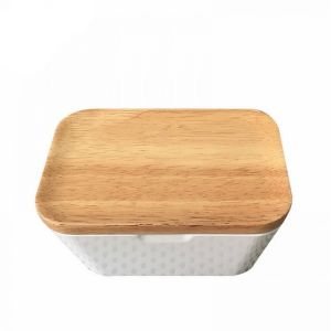 250g/400g Butter Box Melamine Dish With Wood Lid Holder Serving Storage Container Wood Melamine Serving Box Hotel Kitchen Tools