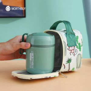 WORTHBUY Mini Thermal Lunch Box For Kid School Breakfast Food Box 18/8 Stainless Steel Food Container Leak-Proof Lunch Container