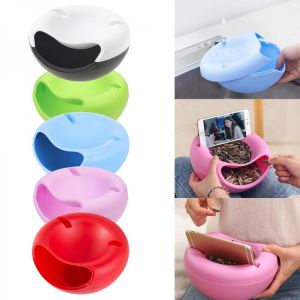 Creative Multi-Style Shape Lazy Snack Bowl Plastic Double Layers Snack Storage Box Bowl Fruit Plate With Phone Holder Fruit Bowl