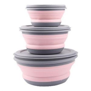 3Pcs/Set Bowl Sets Silicone Folding Lunch Box Folding Bowl Portable Silicone Folding Bowl Foldable Salad Bowl with Lid