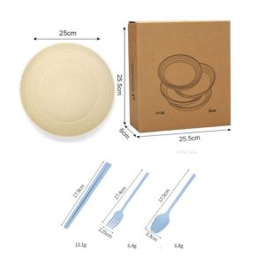 Lightweight Wheat Straw Plates 4pcs Unbreakable Dishes and Plates Sets Non-toxin Safe Healthy for Kids Children Adults