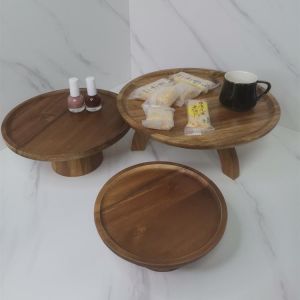 New 6.5/8.5/10/11 inch solid wood fruit tray kitchen supplies dessert cake decoration dried fruit tray living room cake stand