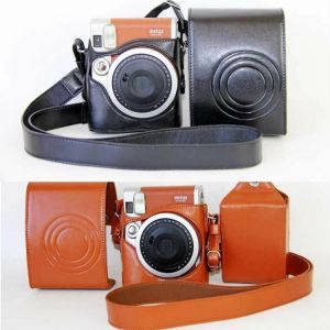 PU Leather Camera Case Cover Bag  For Fuji Fujifilm Instax Mini 90 Digital Camera Bag Pouch Protector + Shoulder Strap