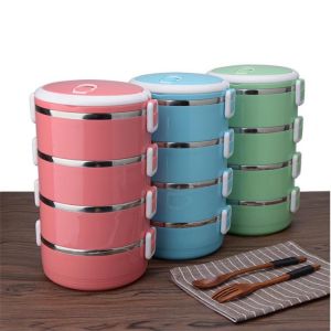 Stainless Steel Bento Lunch Box Kids Food Container Round Shape Portable Picnic box Upgraded Reinforced version