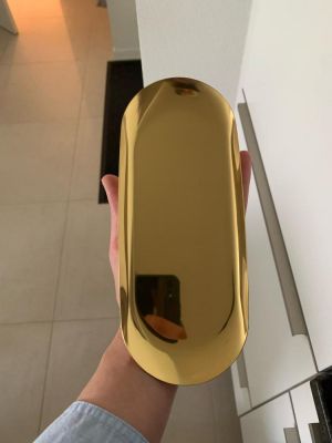 Nordic Style Gold Dining Plate Stainless Steel Dessert Nut Fruit Cake Tray Snack Jewelry Necklace Plate Western Steak Kitchen