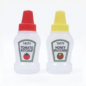 2Pcs 25ML Mini Tomato Ketchup Bottle With Twist On Cap Condiment Bottle Mustard Mayonnaise Sauces Salad Dressing Small Container