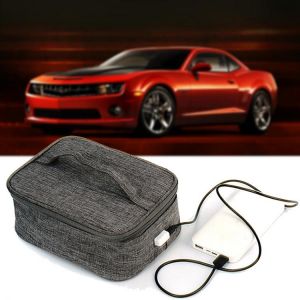 USB Food Heating Lunch Box Bag Waterproof Insulated 12V Car Picnic Food Warmer Container Bag Electric Heater Packet Accessories