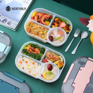 WORTHBUY Kids Lunch Box Portable Leak-Proof Food Container Storage Plastic Microwave Bento Box For Children Fruit Salad Food Box