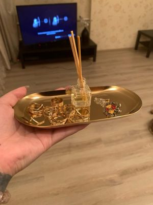 Nordic Style Gold Dining Plate Stainless Steel Dessert Nut Fruit Cake Tray Snack Jewelry Necklace Plate Western Steak Kitchen