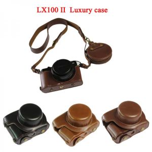 Luxury PU Leather Camera Case Bag Cover For Panasonic  DMC-LX100 LX100  LX100 II DC-LX100 II Camera  Bag With Strap