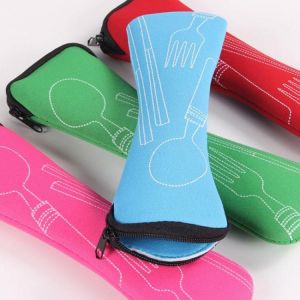 Portable Tableware Bag With Zipper Knife Fork Chopsticks Cutlery Bag Camping Travel Organizer Students Dinnerware Cutlery Bag