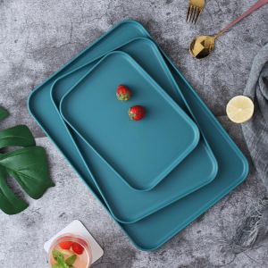 Nordic Style Fruit Cake Tray Snack Plate Multi Function Rectangular Plastic Plate Storage Tray Kitchen Supplies Dessert Tray