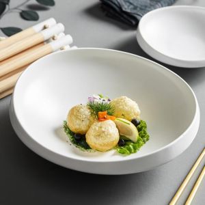 White Ceramic Plate Domestic European-style Ceramic Plate Hotel Creative Personality High-end Restaurant Commercial Tableware