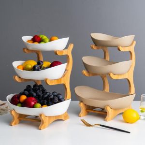 Living Room Home Candy Dish Two-layer Plastic Fruit Plate Snack Plate Creative Modern Dried Fruit Fruit Basket Plastic Dish