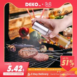 DEKO Stainless Steel Glass  Kitchen Cap Supplies Vinegar BBQ Olivel Cooking Grill Dispenser Oil Spray Bottle