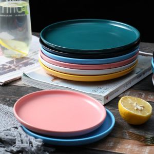 Ceramic Plate Nordic Creative Western Plate Steak Pizza Plate Home Plate Tableware Breakfast Salad Plate dinnerware set plates