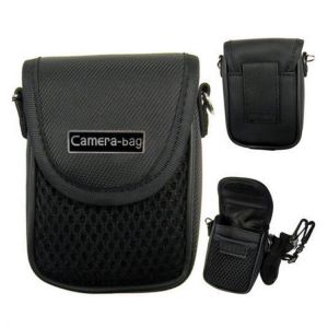 Universal Soft Camera Bag Case Compact Pouch + Strap Black For Digital Cameras 3 Size Compatible with Canon