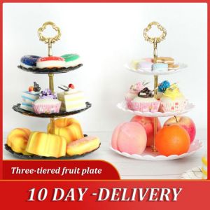 European Tray Holiday Party Three-layer Fruit Plate Dessert Candy Dish Cake Stand Self-help Display Home Table Decoration Trays