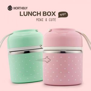 WORTHBUY Cute Japanese Lunch Box For Kids Portable Outdoor Stainless Steel Bento Box Leak-Proof Food Container Kitchen Food Box