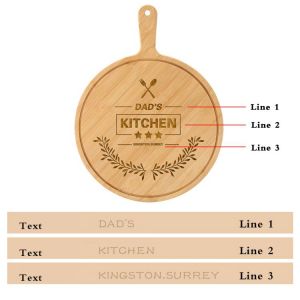 Personalized Engraved 9in/11in Round Wooden Pizza Board with Handle Pizza Tray Cutting Board Cake Platter Custom Text