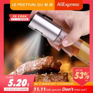 DEKO Vinegar BBQ Olivel Cooking Grill Dispenser Glass Stainless Steel Kitchen Cap Supplies Oil Spray Bottle