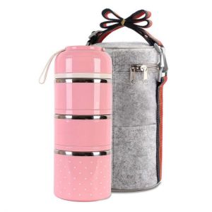 3 Tier Stainless Steel Lunchbox Insulation Food Soup Container Lunch Box Bag Portable Outdoor Bento Leak-Proof Kitchen 3 Layer