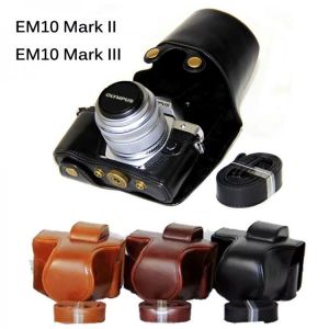PU Leather Camera Bag for Olympus EM10 Mark II EM10 Mark III EM10 III EM10 II Leather Camera Case Cover with Shoulder Strap