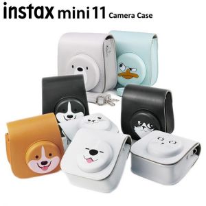 For Fujifilm Instax Mini 11/9 Instant Film Camera Case, Funny Face PU Leather Protective Soft Carry Bag Cover w/ Shoulder Strap