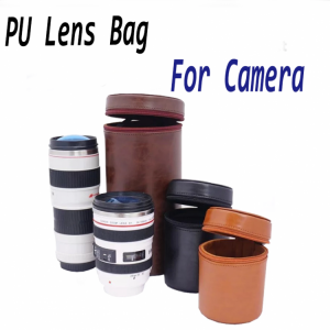 Black Camera Lens Bag PU Leather Case Suitable For Canon Nikon Sony Pentax Fujifilm Tamron Lens Pocket Pounch PU Bag