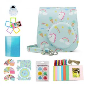 all in one place אביזרים CAIUL Accessorie bundle  for Fujifilm Instax Mini 11 Instant Film Camera Included camera case and more-Blue unicorn